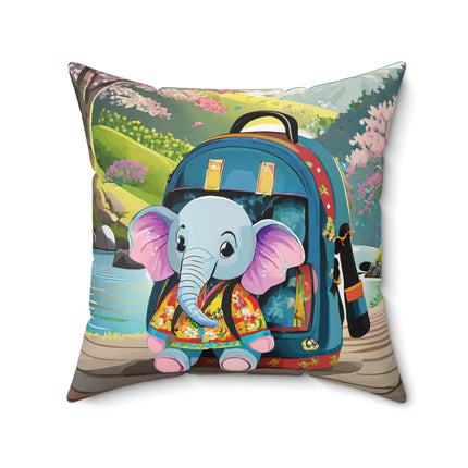 Baby Elephant Spun Polyester Square Pillow