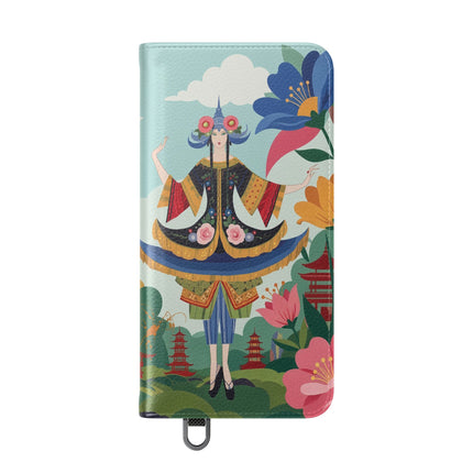🌸🏯 The Lady Of The Pagoda Garden Flip Case – Art Deco Floral Fantasy