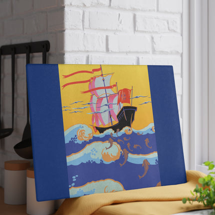 Golden Seas and Whimsical Dreams Glass Cutting Board