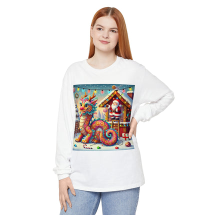 Playful Dragon's Christmas Unisex Garment-dyed Long Sleeve T-Shirt