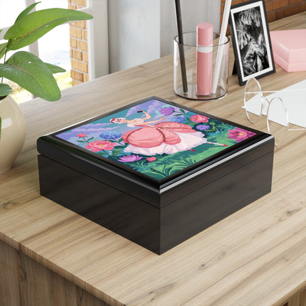 🎭🌸 The Lady Of The Secret Masquerade Jewelry Box – Art Deco Garden Fantasy