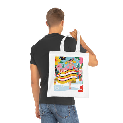 🎄🌸 The Christmas Blossom Belle Cotton Tote Bag – Art Deco Holiday Whimsy