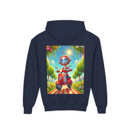 The Traveling Robot Youth Hooded Sweatshirt – Adventure, Curiosity & Playful Discovery