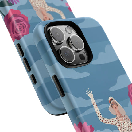 🌺👒 The Grand Flower Promenade Phone Case – Art Deco Fashion Illustration