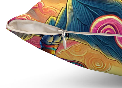 Mountain Wolf Spun Polyester Square Pillow