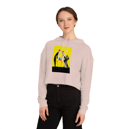 A Moment of Elegance: A Passionate Embrace Amidst Golden Splendor Women’s Cropped Hooded Sweatshirt