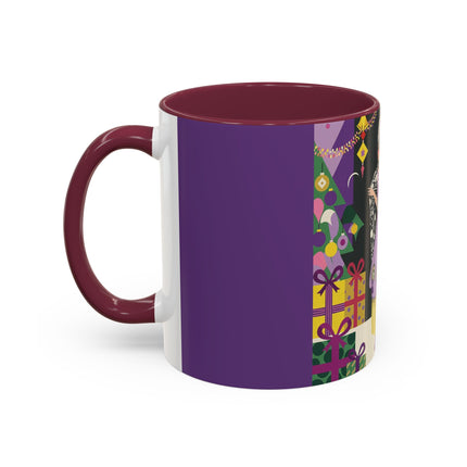 🎁✨ The Lavender Christmas Masquerade Colorful Mug – Art Deco Holiday Fantasy