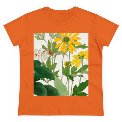 Clerodendrum & Rudbeckia Flower by Tanigami Kônan Women's Midweight Cotton Tee