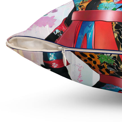 Cyber Cat Glamour Spun Polyester Square Pillow