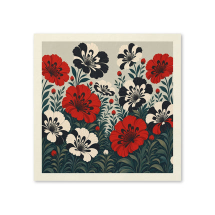 🌺🖤 The Scarlet And Ivory Blossom Garden Napkins – Elegant Botanical Floral Art