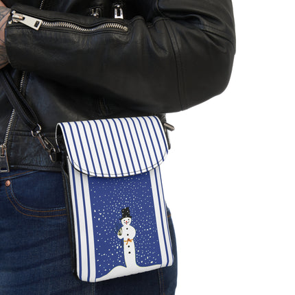 Snowman in Falling Snow Small Cell Phone Wallet