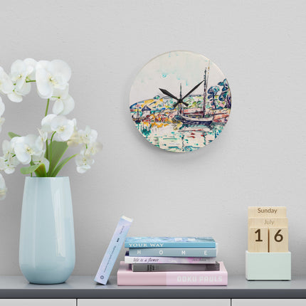 Concarneau by Paul Signac Acrylic Wall Clock, Round and Square