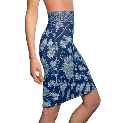 Blue Flower Pattern by Owen Jones Women's Pencil Skirt (AOP)
