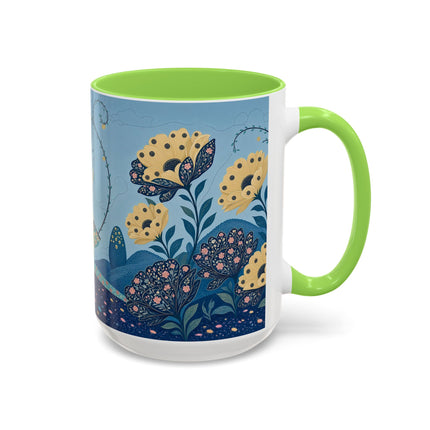 🌼🦋 The Enchanted Butterfly Garden Promenade Colorful Mug – Art Deco Floral Whimsy