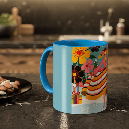 🌼🎄 The Christmas Blossom Belle Colorful Mug – Colorful Art Deco Holiday Fantasy