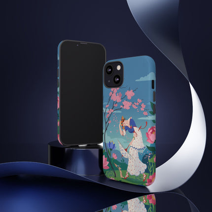 🌸☂️ The Lady Of The Falling Blossoms Phone Case – Art Deco Garden Whimsy