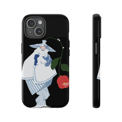 Blue & White Porcelain Geisha Phone Case – Elegant Mystery & Floral Grace