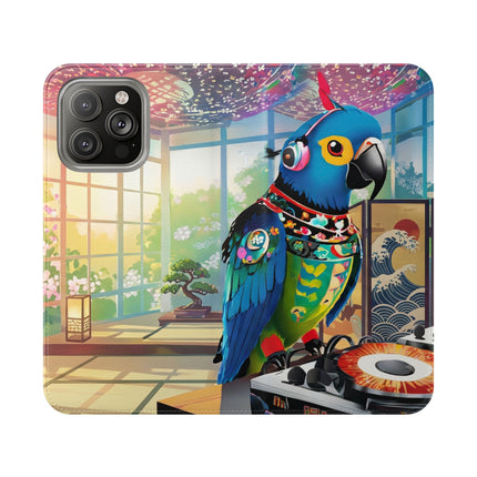🎧🦜 Parrot DJ Flip Case – Neon Beats & Cyber Groove