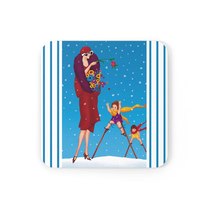 Snowfall & Couture Cork Back Coaster