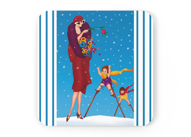 Snowfall & Couture Cork Back Coaster