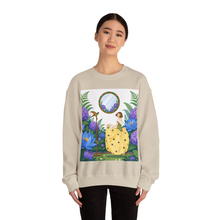 🦜🪷 The Parrot Garden Reflection Crewneck Sweatshirt – Art Deco Fashion Whimsy