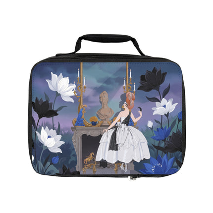 🖤🪞 The Lady At The Midnight Mirror Lunch Bag – Art Deco Floral Elegance