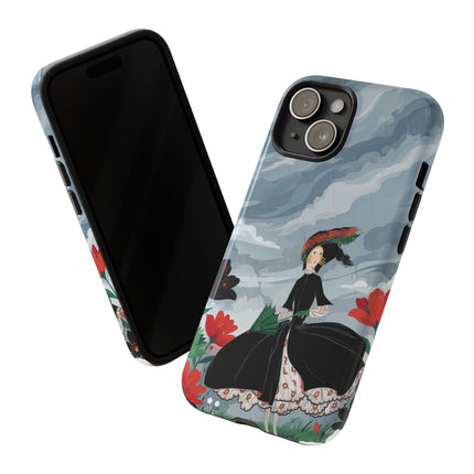 🌧️🌺 The Stormy Flower Walk Phone Case – Art Deco Floral Fashion