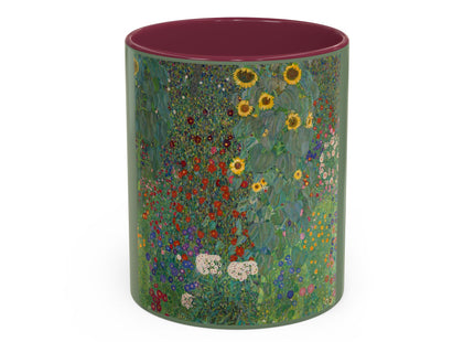 Farm Garden with Sunflowers by Gustav Klimt Colorful Mugs (11oz, 15oz)