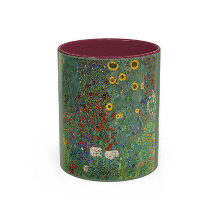 Farm Garden with Sunflowers by Gustav Klimt Colorful Mugs (11oz, 15oz)