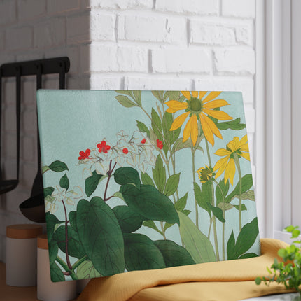 Clerodendrum & Rudbeckia by Tanigami Kônan Glass Cutting Board