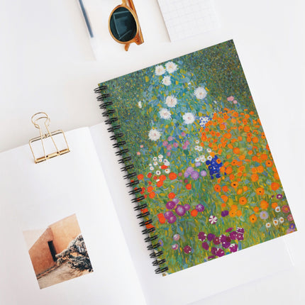 Cottage Garden by Gustav Klimt Spiral Notebook - Ruled Line