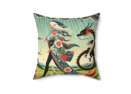 The Dragon Fairy’s Stride Spun Polyester Square Pillow