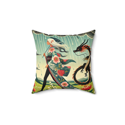 The Dragon Fairy’s Stride Spun Polyester Square Pillow