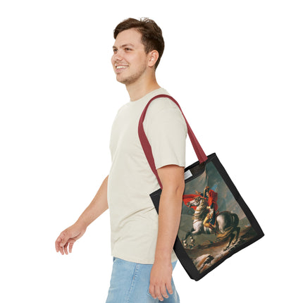 Napoleon Crossing the Alps by Jacques-Louis David Tote Bag (AOP)