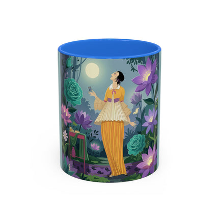 The Lady Of The Moonlit Garden Colorful Mugs – Art Deco Botanical Serenity