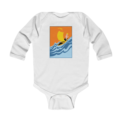 Baby Sailor Adventure Baby Long Sleeve Bodysuit – Cozy Vintage Ocean Voyage Design