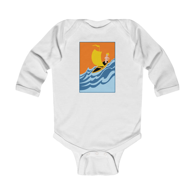 Baby Sailor Adventure Baby Long Sleeve Bodysuit – Cozy Vintage Ocean Voyage Design