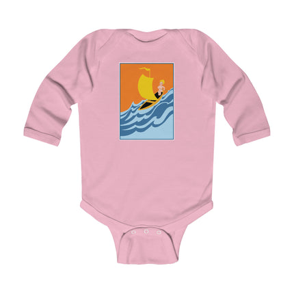 Baby Sailor Adventure Baby Long Sleeve Bodysuit – Cozy Vintage Ocean Voyage Design