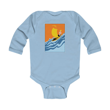 Baby Sailor Adventure Baby Long Sleeve Bodysuit – Cozy Vintage Ocean Voyage Design