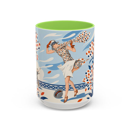 🌼🧡 The Polka Dot Wind Dancer Colorful Mug – Art Deco Fashion Whimsy