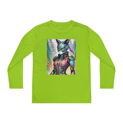 Cyberpunk Chic Youth Long Sleeve Competitor Tee – Holographic Style & Futuristic Adventure