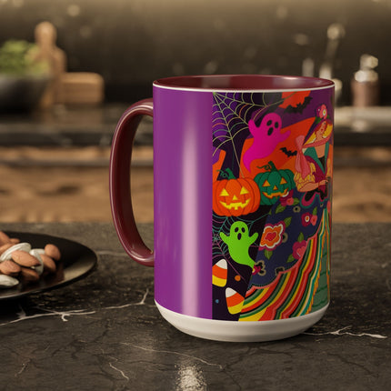 🌈👻 The Rainbow Ghost Masquerade Colorful Mug – Colorful Halloween Charm