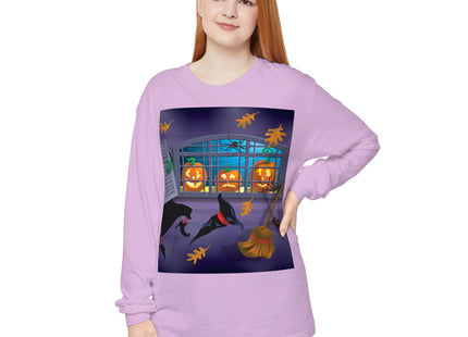 Whimsical Halloween Mischief Unisex Garment-dyed Long Sleeve T-Shirt