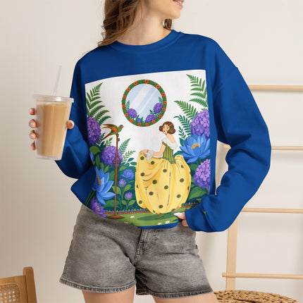🦜🪷 The Parrot Garden Reflection Crewneck Sweatshirt – Art Deco Fashion Whimsy