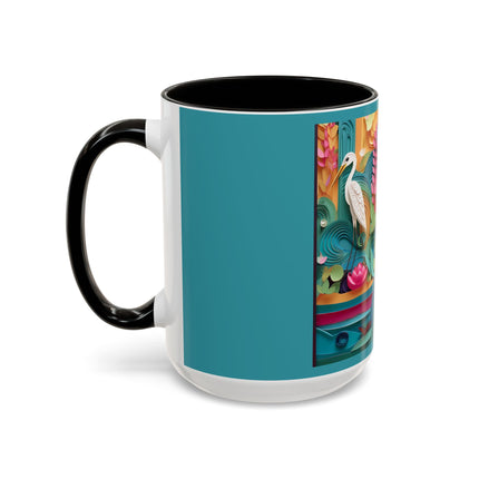 Elegant Egret Oasis Colorful Mugs (11oz, 15oz)