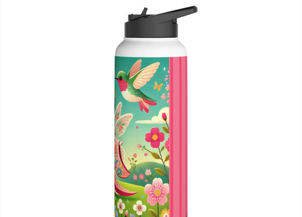 Geisha Fairy and the Hummingbird Blossom Stainless Steel Water Bottle, Standard Lid