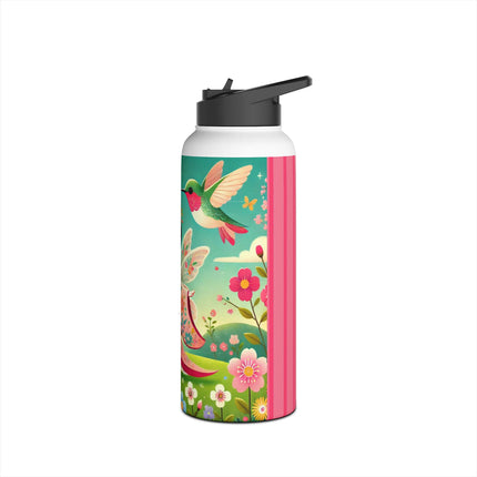 Geisha Fairy and the Hummingbird Blossom Stainless Steel Water Bottle, Standard Lid