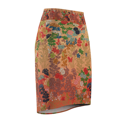 Japanese Fan Flower Pattern by G.A. Audsley Women's Pencil Skirt (AOP)