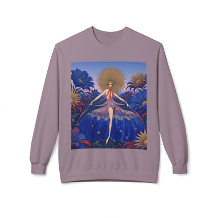 🌞🌸 The Celestial Blossom Garden Dancer Midweight Crewneck Sweatshirt – Art Deco Floral Fantasy