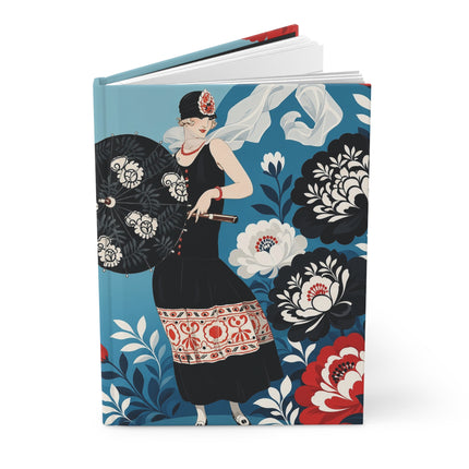 🌺🖤 The Art Deco Floral Parasol Hardcover Journal – Vintage Fashion Elegance